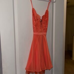 BEBE coral flowy dress